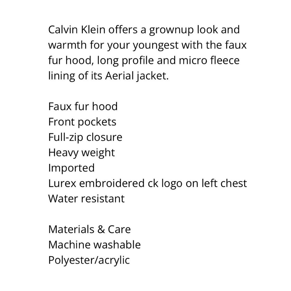Calvin Klein Toddler/Little/Big Girls Aerial Jacket - Picture 3 of 3